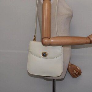 GUCCI Shoulder Bag Leather White Gold Auth BA5930